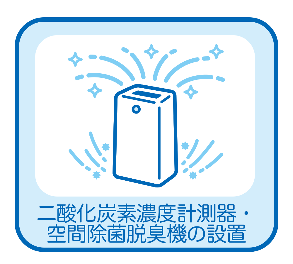 二酸化炭素濃度計測器・空間除菌脱臭機の設置